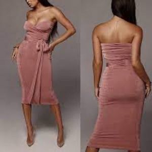 JLUXLABEL Mauve Blush pink multi way wrap dress